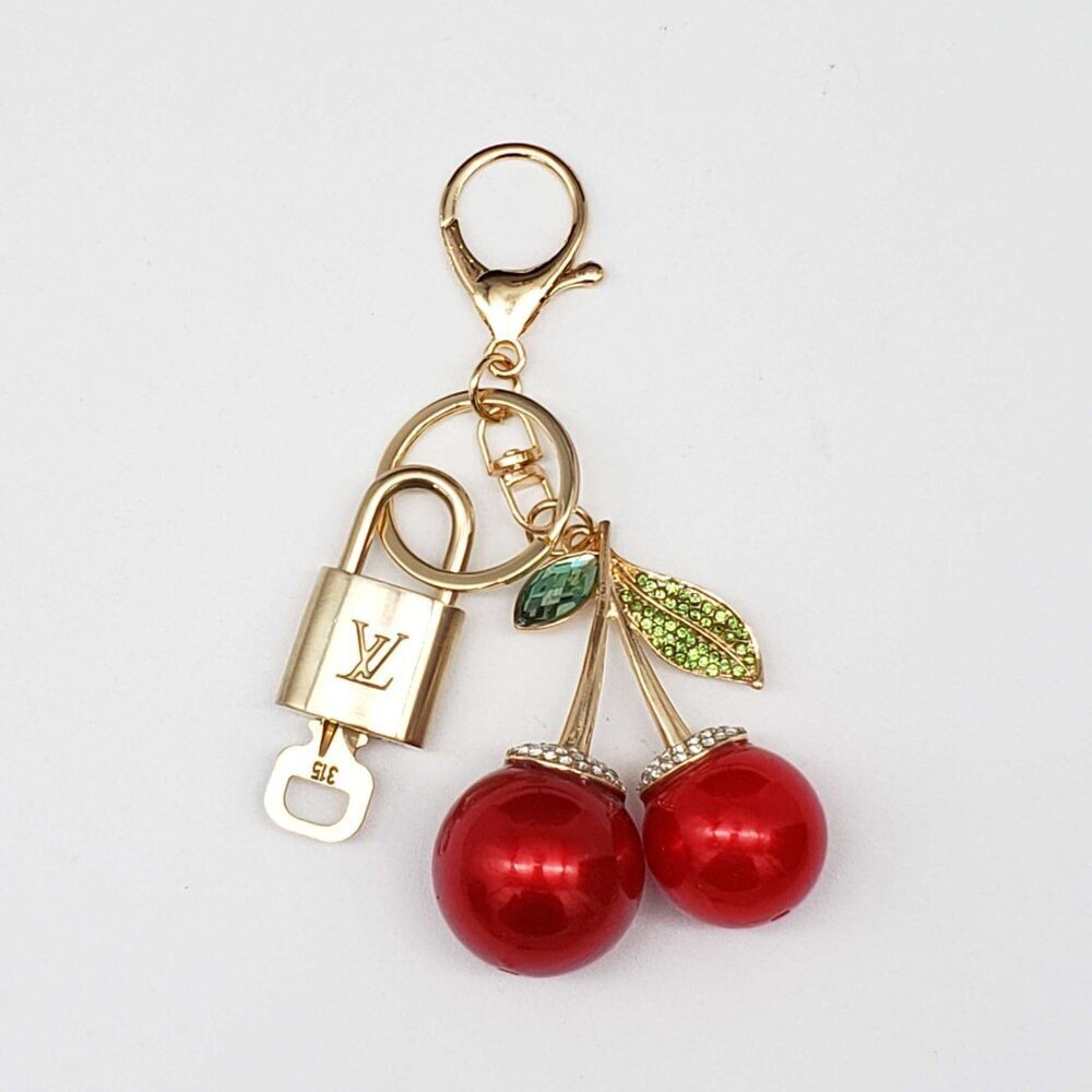 LV Authentic Gold Padlock 🔒 Key Set w/ Unbranded Keychain Cherry Charm - Picture 2 of 7